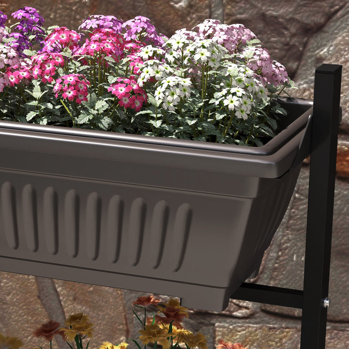 Outsunny Lit De Jardin Sureleve Vertical De 4 Niveaux Avec 4 Boites De Jardiniere, Roues, Support De Plante Exterieur Cultivent Le Conteneur Avec Des Trous De Fuite Pour Patio De Balcon, Brun