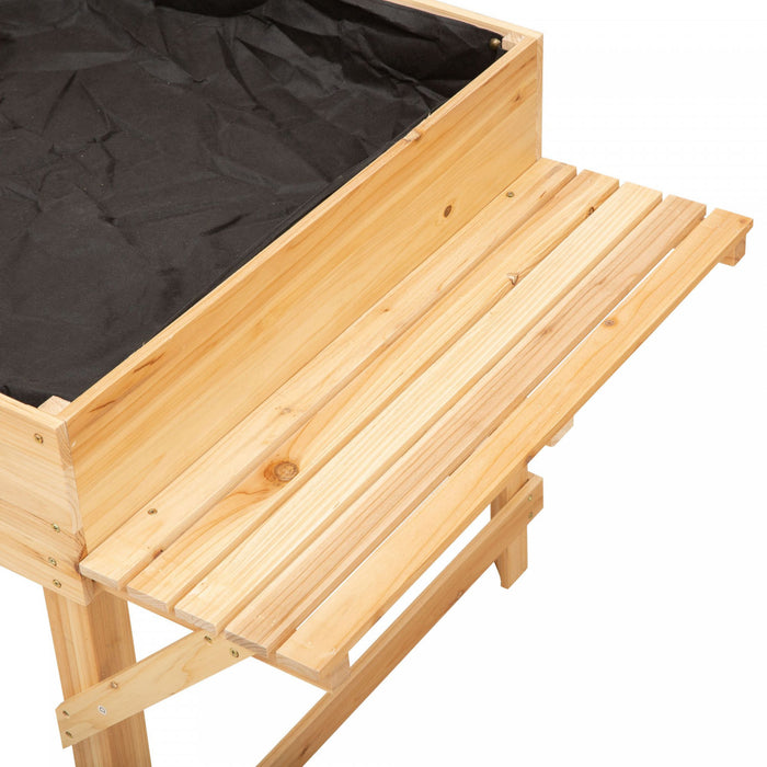 Lit De Jardin Sureleve Outsunny Avec Sac En Tissu Non Tisse, Boite A Fleurs Pour La Culture D'herbes Et De Plantes , Construction En Bois Massif 51,5\" X 29,5\" X 29,5\"