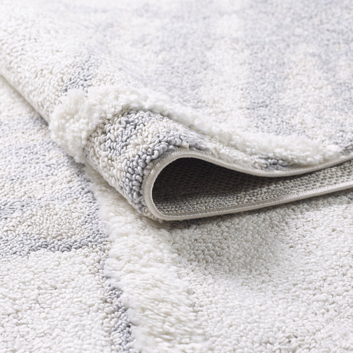 Carpette à poil long Lola crème à motif de treillis et de lignes - 6 pi 7 po x 9 pi 6 po