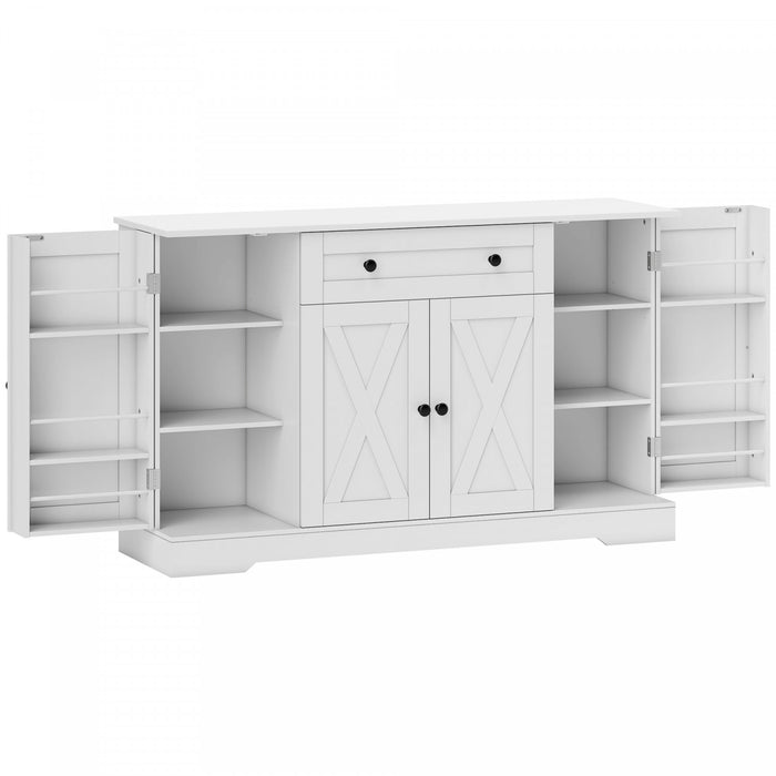 HOMCOM Buffet 54\" blanc, meuble de cuisine de style campagnard