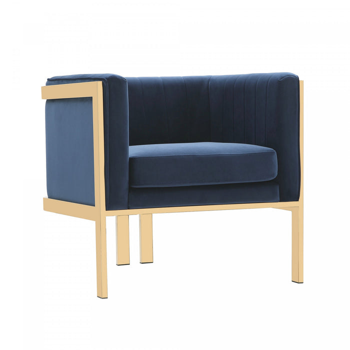 Fauteuil lounge moderne en velours Paramount bleu royal - Lot de 2
