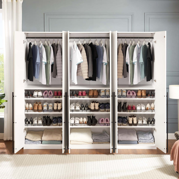 Armoire moderne Lee 32\" en blanc - Ensemble de 3