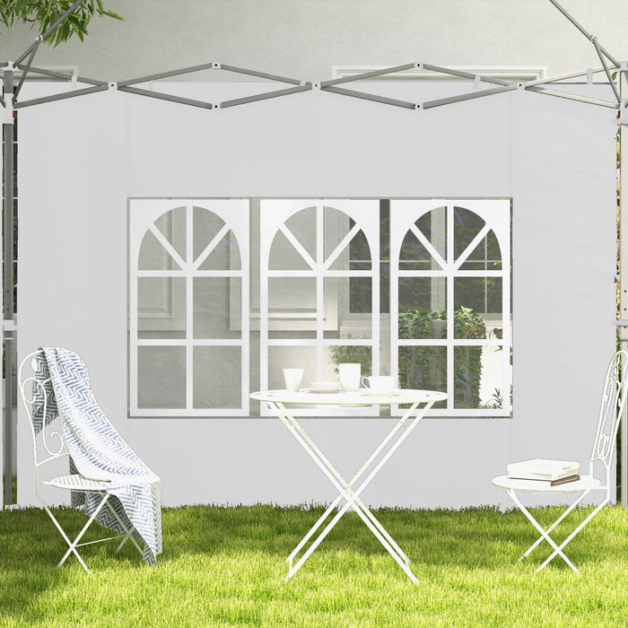 Outsunny 2 Panneaux Lateraux Avec Fenetres Pour Auvent Escamotable De 9,8' X 9,8' Ou 9,8' X 13,1', Paquet De 2 Parois Laterales De Remplacement, Blanc