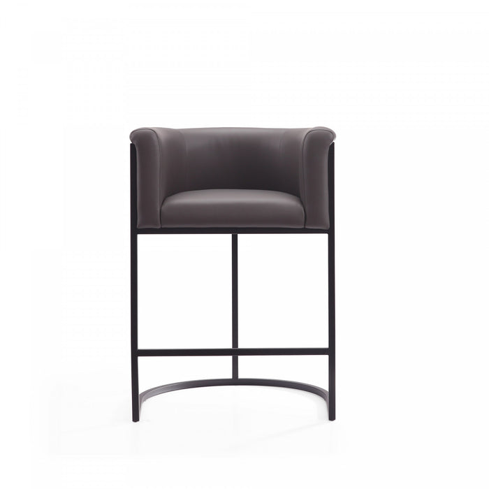 Tabouret de comptoir moderne du milieu du siecle Cosmopolitan en metal et tissu, graphite – Lot de 3