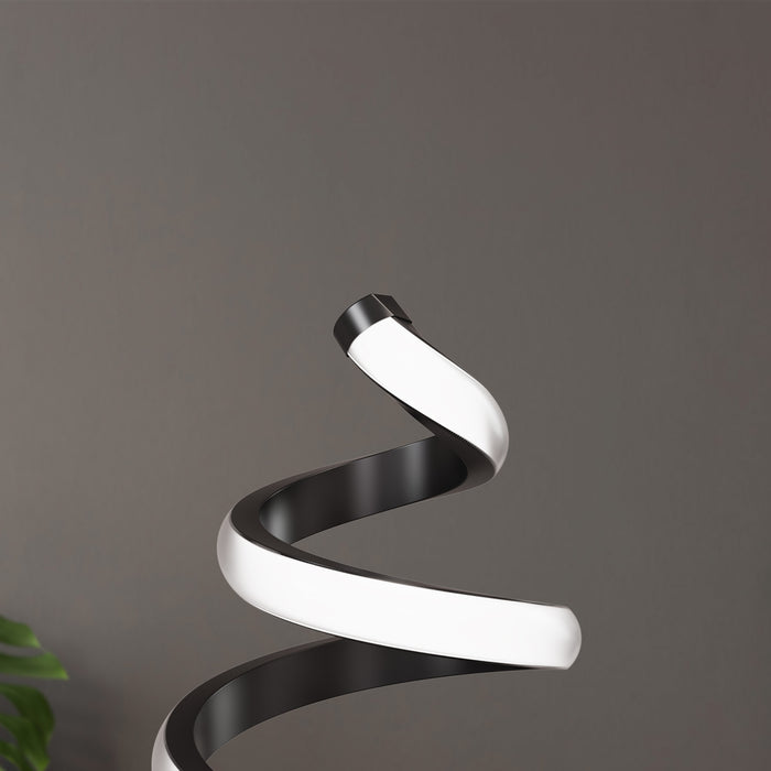 Lampe de table en spirale à DEL de 16 po noir mat