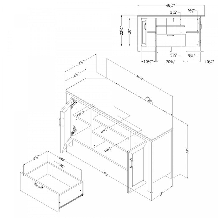 Lionel Meuble Tv En Coin Pour Tv Jusqu'a 48' - Chene Vieilli