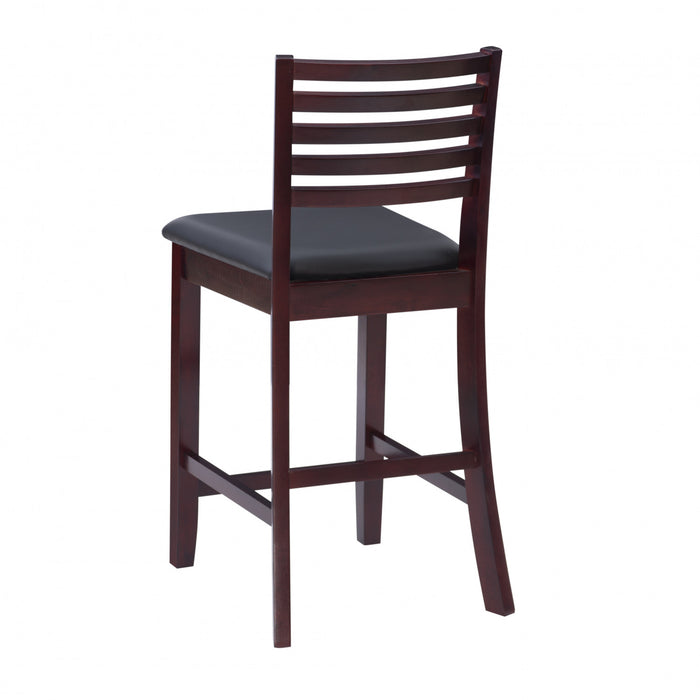 Tabouret Torino de hauteur comptoir en similicuir avec dossier en échelle - merlot