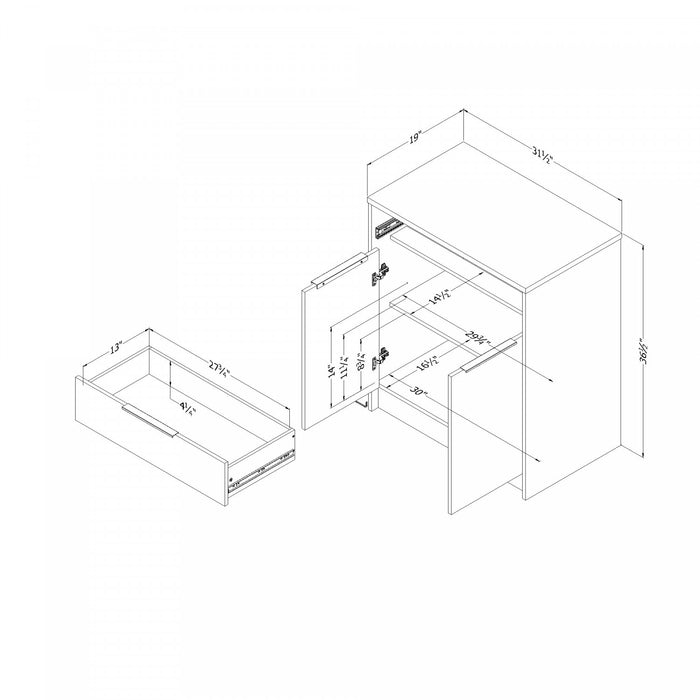 Îlot de cuisine compact Olio avec rangement - noir mat et imitation de marbre blanc