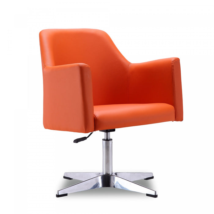 Fauteuil pivotant moderne en cuir vegetalien Pelo, orange - Lot de 2