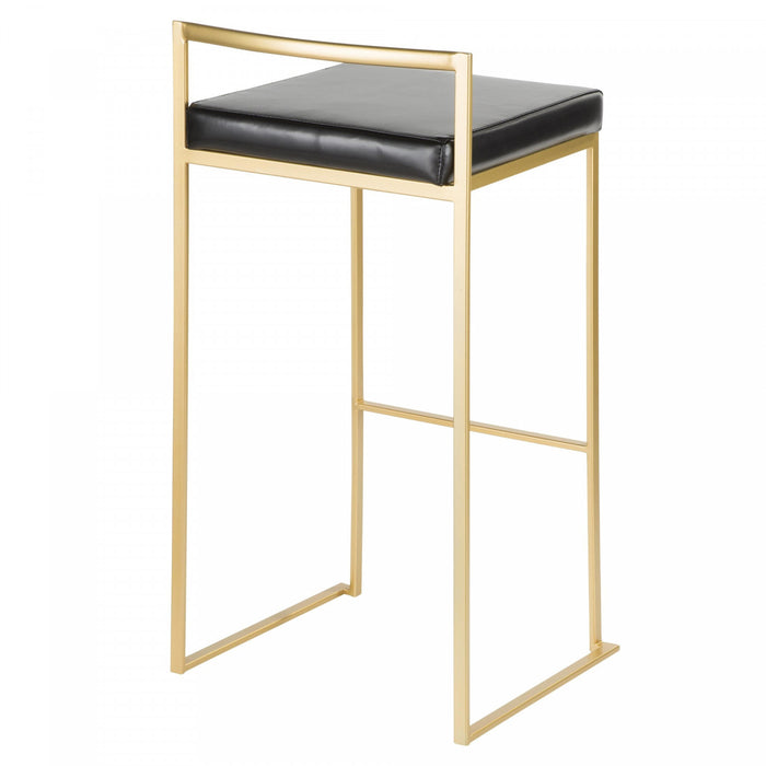 Tabouret bar contemporain Fuji en similicuir noir - ensemble de 2