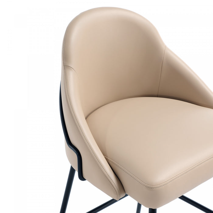 Tabouret de comptoir moderne Gracie en metal et tissu, coloris beige et noir