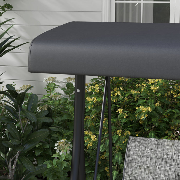 Outsunny Balancoire D'exterieur Pour 3 Personnes Avec Auvent Reglable, Noir