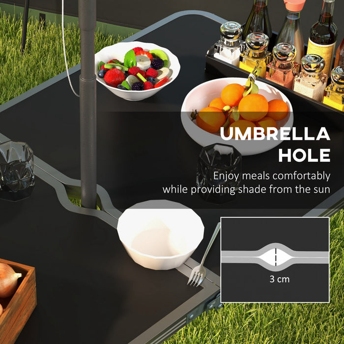 Outsunny Table de Camping et Chaises Pliantes pour Pique-Nique, Noir