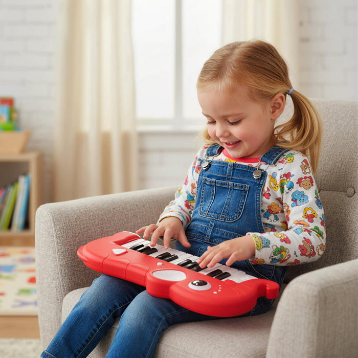 Costway Clavier de Piano pour Enfants 25 Touches en Forme d'Elephant, Jouet Piano Numerique avec Musique et Lumieres Integrees - Rouge