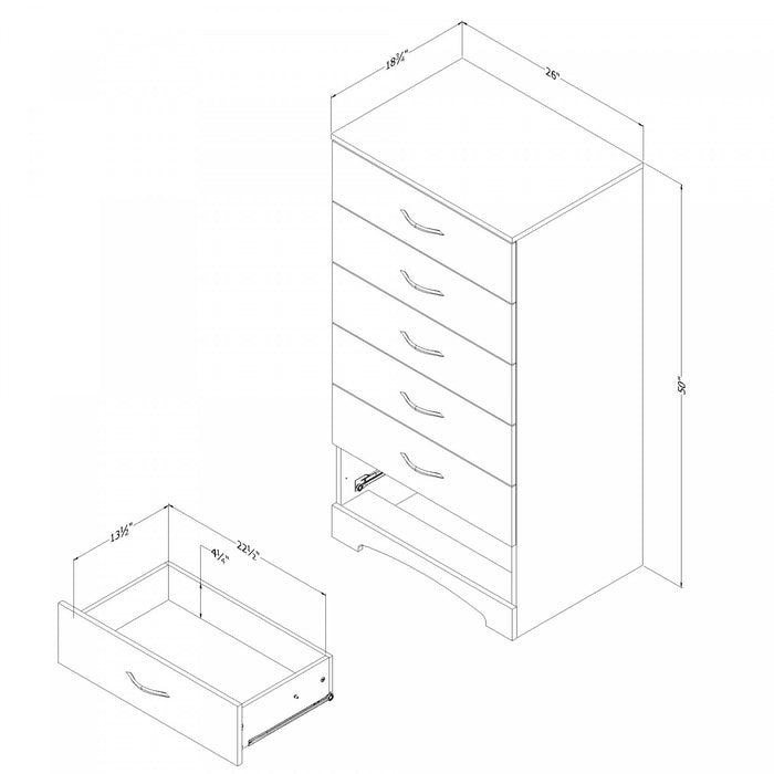 Step One Commode 6 Tiroirs - Blanc Solide