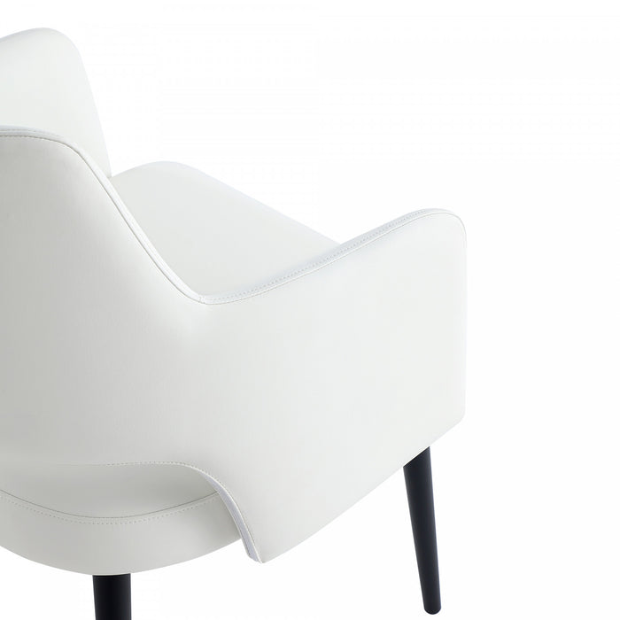 Fauteuil moderne Tremont en cuir vegetalien avec accoudoirs en metal, blanc - Lot de 2