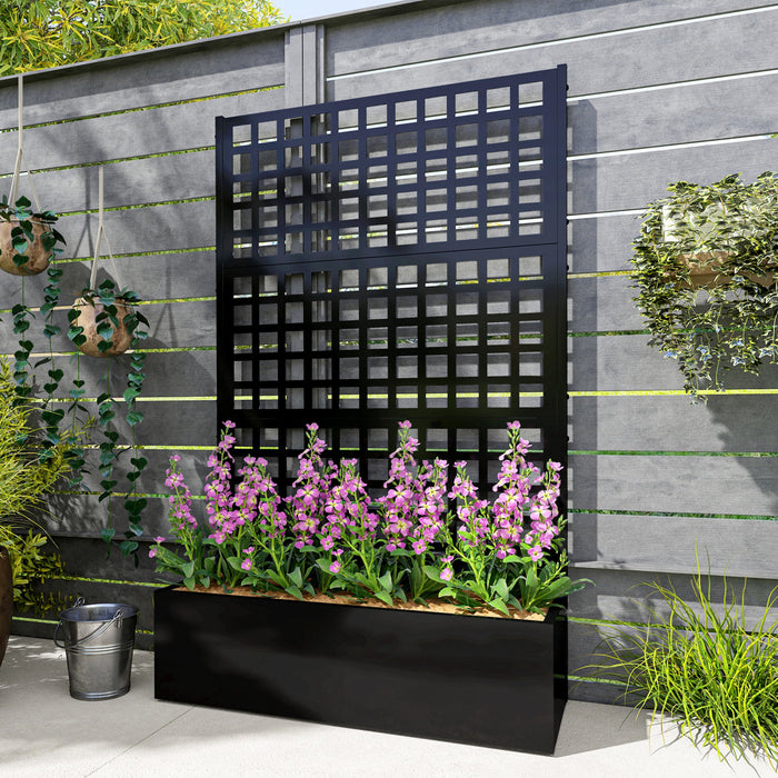 Outsunny Jardiniere galvanisee avec treillis, 43\" x 16\" x 70\"