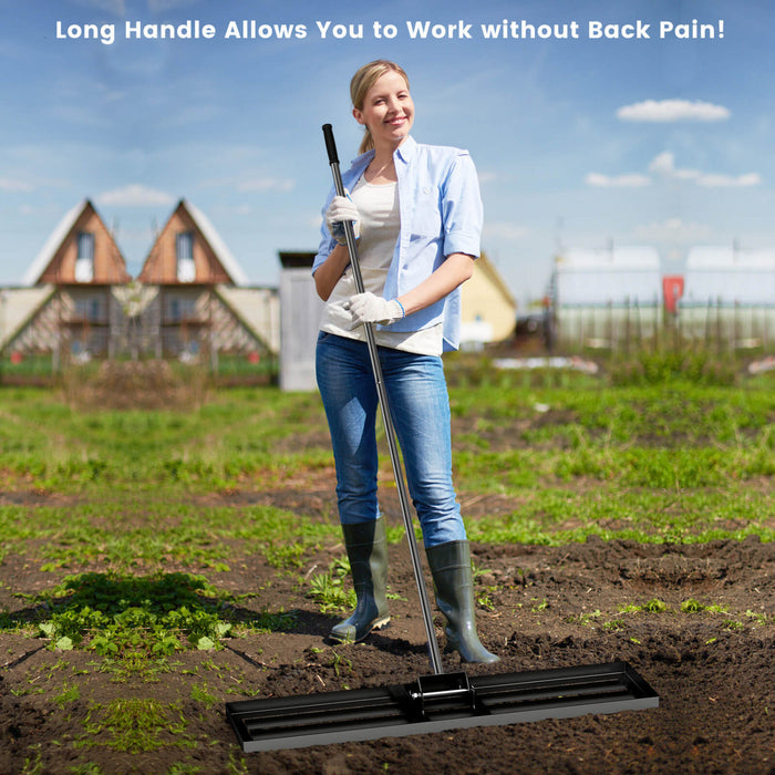 Costway Pelouse Nivelant Rake 42 \"x 10\" Outil De Pelouse De Niveau Pour Jardin Arriere-cour/pelouse Noir