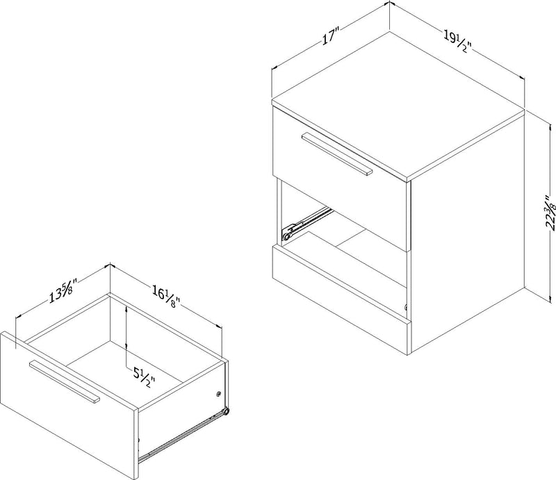 Step One Essential Table De Chevet 2 Tiroirs - Chene Hivernal
