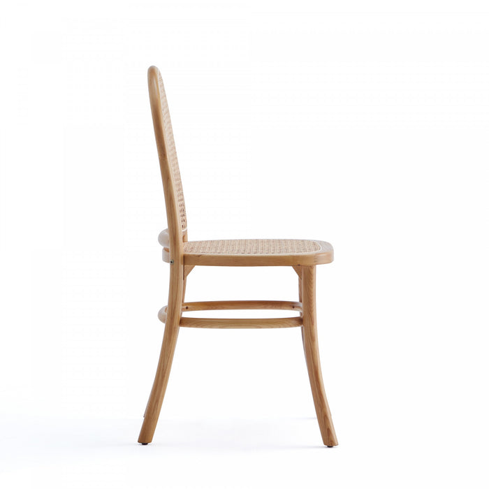Chaise de salle a manger Paragon Industry Chic avec dossier en cannage et assise rembourree en bois, coloris flocon d’avoine - Lot de 4