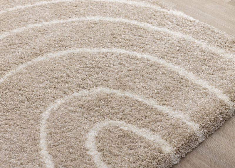 Tapis Fairmont aux lignes courbes creme taupe, 7'10'' x 10'6''