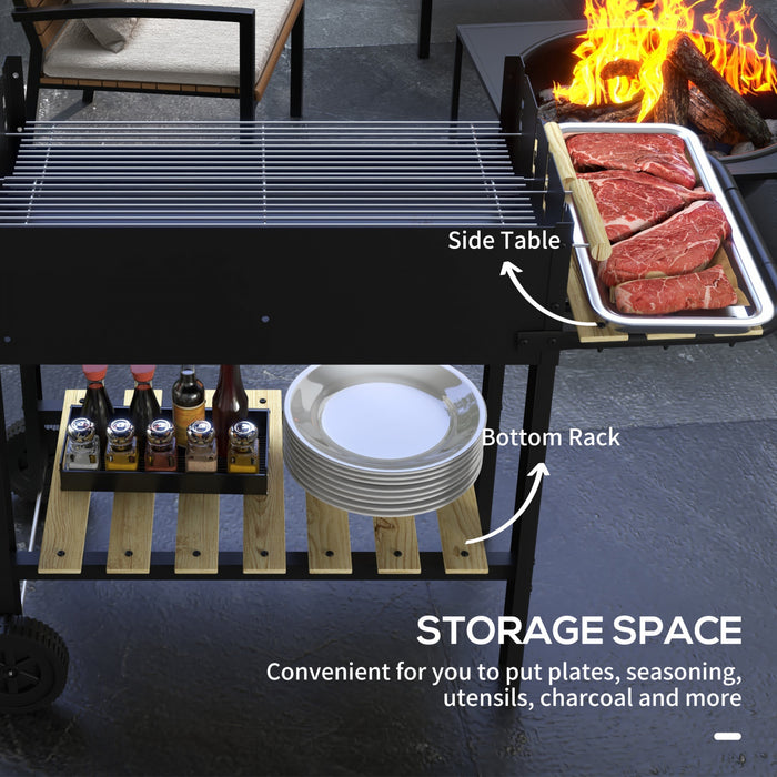 Outsunny Barbecue au Charbon avec Double Grille Reglable, Noir