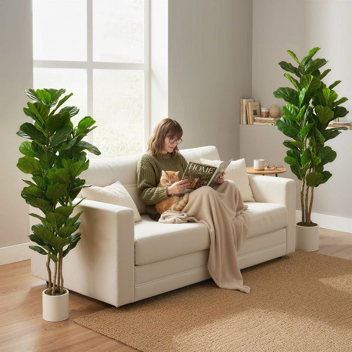 HOMCOM Ensemble de 2 Faux Figuiers Lyre de 5\", Arbre Factice