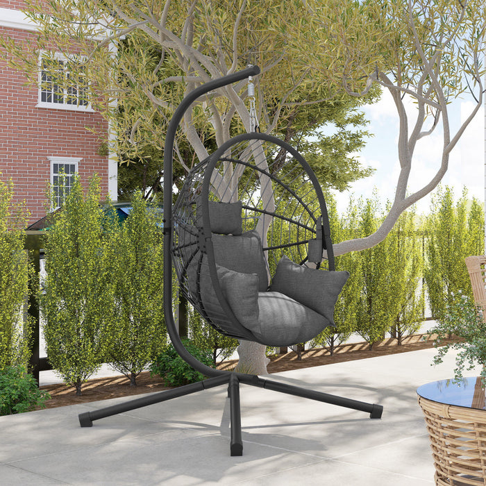 Fauteuil suspendu Outsunny avec coussin epais, chaise hamac, gris