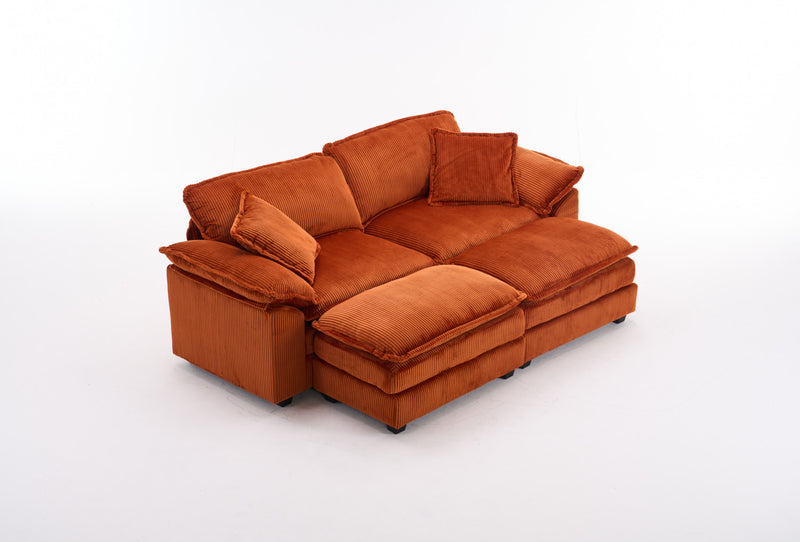 Liam Canape modulaire confortable Cloud 84,6\" avec revetement en velours cotele, Orange