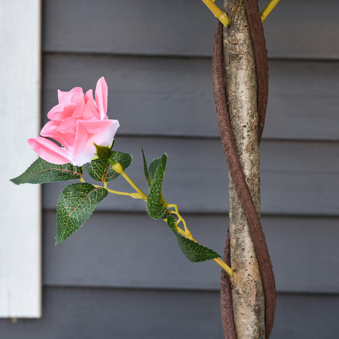 Outsunny Arbre Artificiel Decoratif avec Fleurs Realistes, Rose
