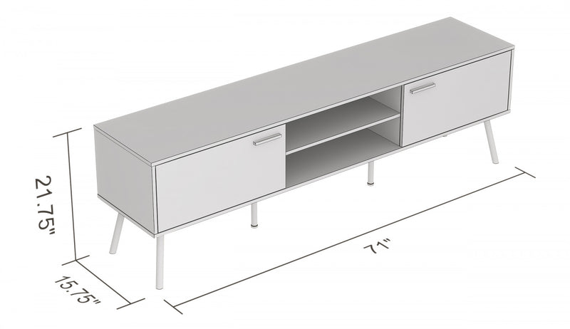 Meuble pour téléviseur durable de 71 po en bois avec 2 portes fermées et 2 tablettes - bois recyclé brun
