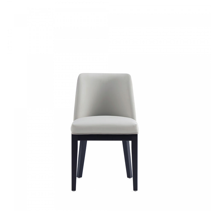 Chaise de salle a manger moderne Gansevoort en bois et cuir vegetalien gris pierre - Lot de 4