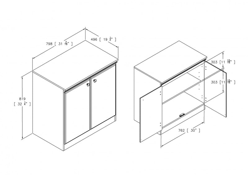 Morgan Armoire De Rangement 2 Portes - Noir Solide