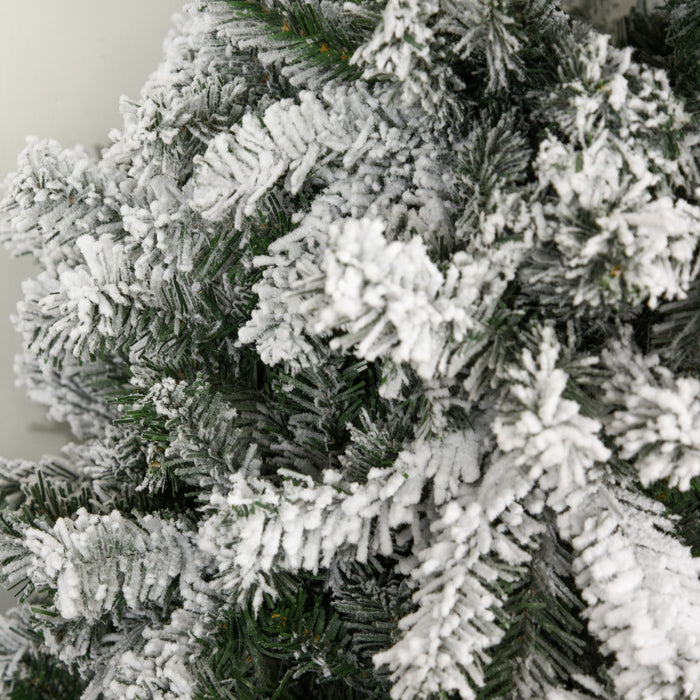Homcom Arbre De Noel Artificiel Floque De Neige De 1.8 M Avec 928 Branches Et 250 Lumieres Led Blanc Chaud