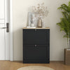 HOMCOM Slim Shoe Cabinet with 2 Flip Drawers Adjustable Shelves Black