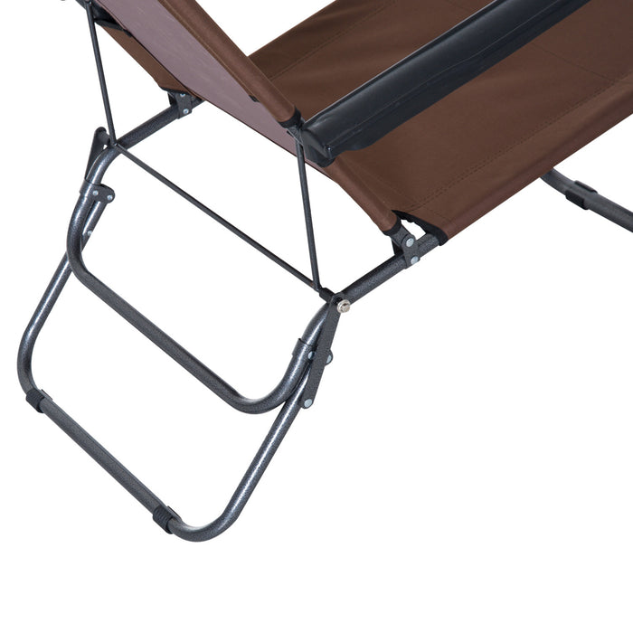 Chaise Longue Exterieure Outsunny 2 Niveaux, Fauteuil Inclinable Zero Gravite Avec Coussin, Marron