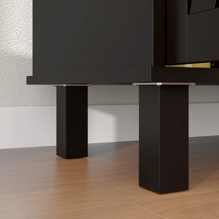 HOMCOM Meuble a cafe, buffet avec portes de grange, etagere reglable, noir