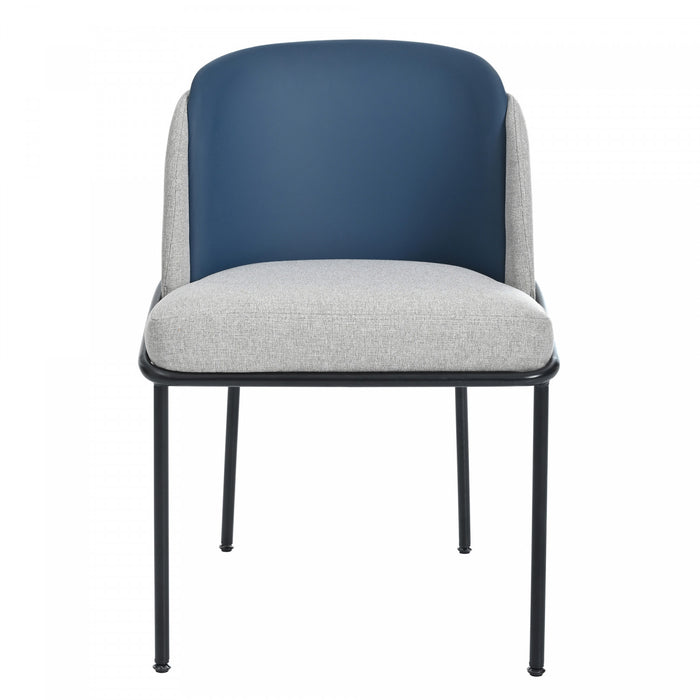 Olivia Ensemble de 2 chaises de salle a manger modernes avec pieds inclines et pieds reglables, bleu et gris