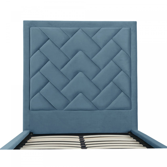 Lit simple moderne Crosby en velours bleu