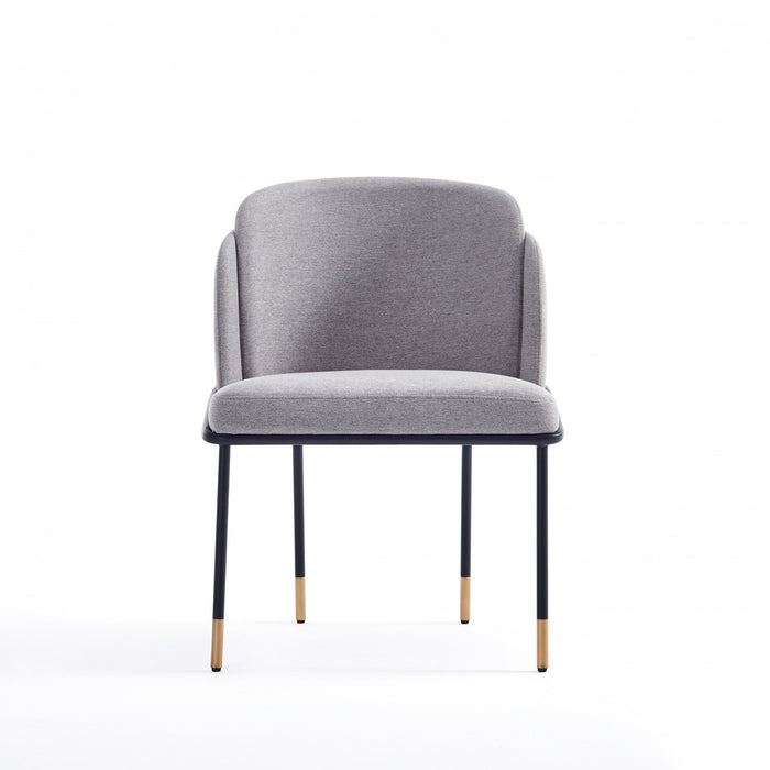 Chaise de salle a manger Flor en metal moderne a tissage serge gris - Lot de 2