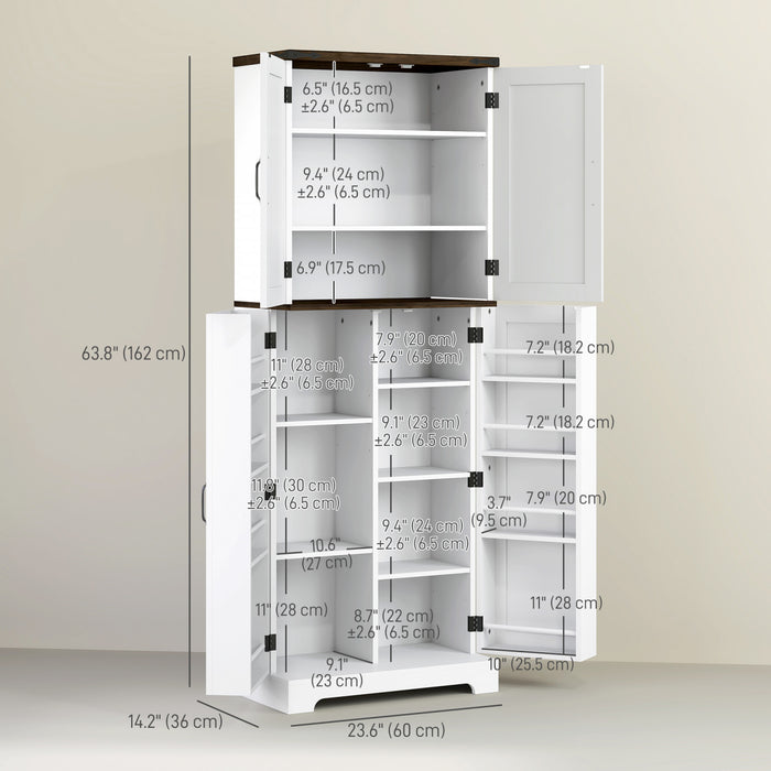 HOMCOM Armoire de cuisine, garde-manger de 64 po avec tablettes reglables