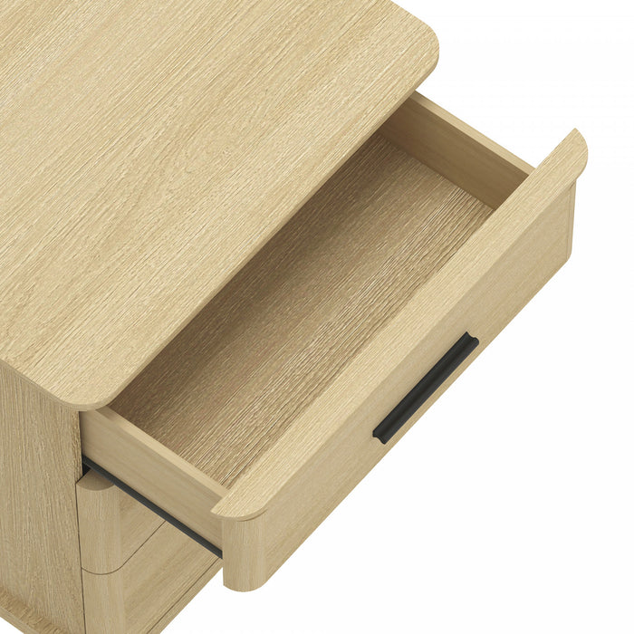 Table de nuit traditionnelle Clifford en chene naturel (3 tiroirs)