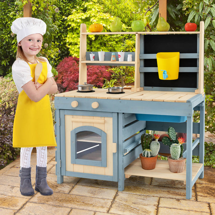 Costway 2-en-1 Cuisine De Boue Exterieure Avec Robinet Et Evier Amovible Paniers Metalliques Sac De Stockage