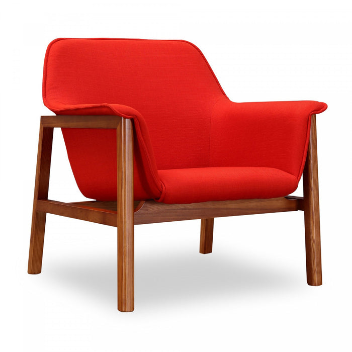 Fauteuil d’appoint Miller style milieu du siecle en tissu lin orange brule – Lot de 2