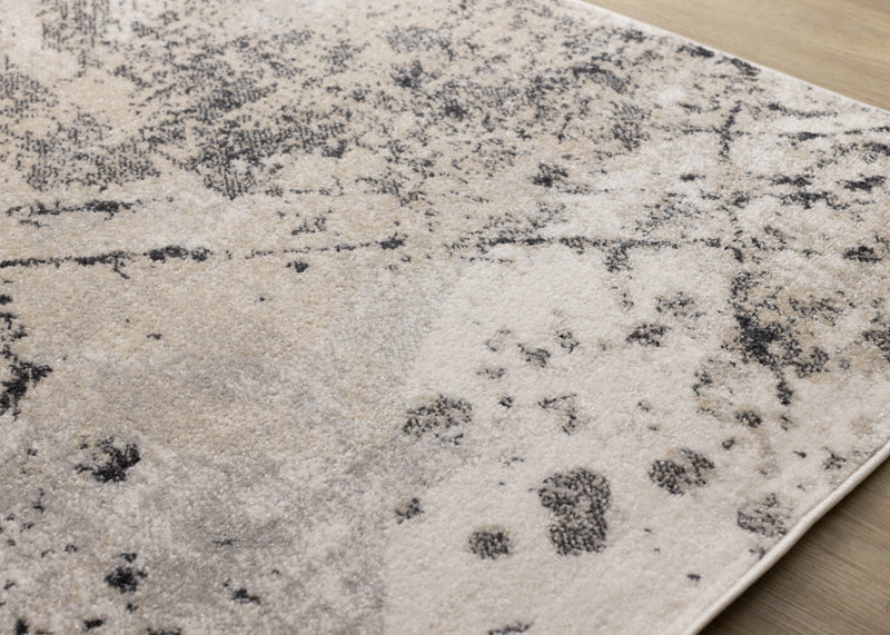 Tapis Sophie a motif d'eclaboussures de peinture grises, beiges, noires et blanches, 5'3\" x 7'7\"