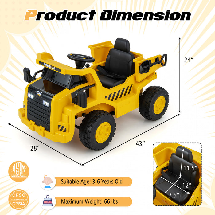 Costway Kids Ride Sur Camion A Virure Avec 2.4g Telecommande De Travail Megaphone Pelle A Sable