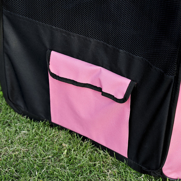 Pawhut 46 Pouces Parc Pour Animaux De Compagnie Doux Exercice Chiot Chien Stylo Caisse Portable Nouveau Sac De Transport Rose Inclus