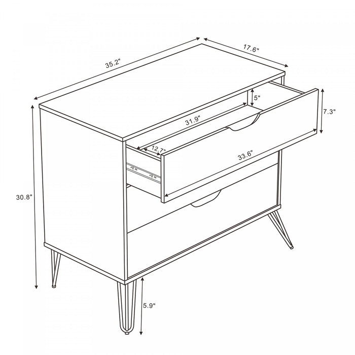 Commode Avira Mid-Century Modern 89 cm en brun (3 tiroirs)