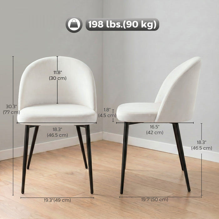 HOMCOM Lot de 2 chaises de salle a manger Chaise rembourree toucher velours