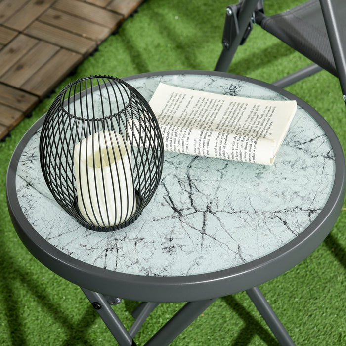 Outsunny Table Pliante D'exterieur Avec Plateau En Verre Trempe, Blanc